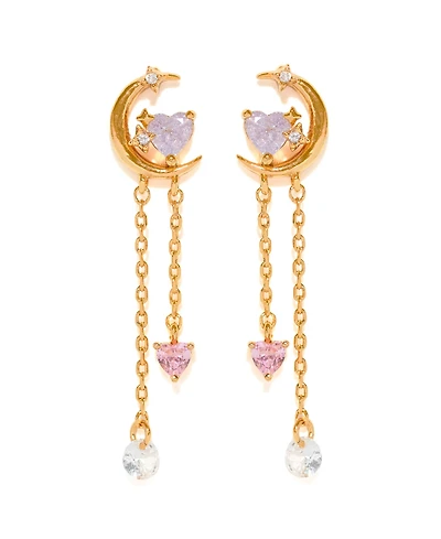 Girls Crew Crystal Gold Plated Cosmic Love Dangle Earrings