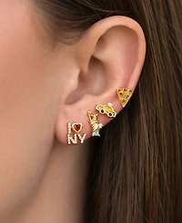Girls Crew Crystal Gold Plated Big Apple Stud Set
