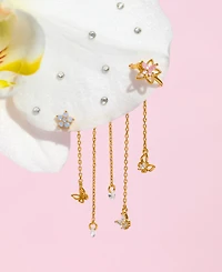 Girls Crew Crystal Gold Plated Mari Chandelier Stud and Cuff Earrings