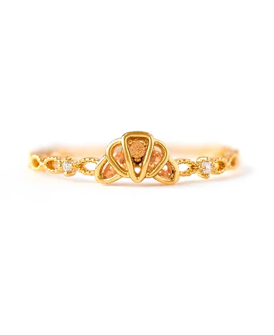 Girls Crew Crystal Gold Plated Croissant Rings