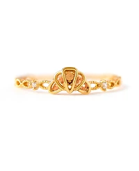 Girls Crew Crystal Gold Plated Croissant Rings