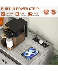 Ahaeaplus Storage Buffet Cabinet with Adjustable Shelves, Coffee Bar Charging Station, Led Light