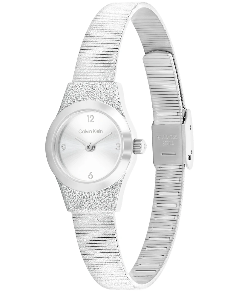 Calvin Klein Women's Contemporary Silver Tone Stainless Steel Mesh Bracelet Watch, 18mm