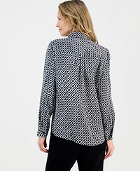 Kasper Women's Geometric-Print Button-Front Shirt
