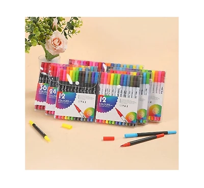Htutwoo 60 Colors Dual Tip Markers, Double Brush Art Markers Set with Fine Tip and Brush Tip for Art Supplies Kit for Kids and Adults