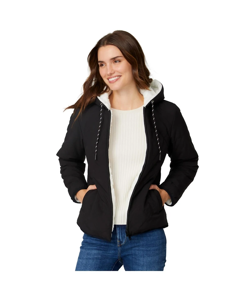 Free Country Women's Hooded Cirrus Quilted Reversible Jacket