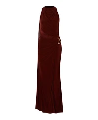 Karen Millen Women's Slinky Crepe High Neck Maxi Dress