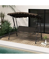 Gymax 3-Seat Outdoor Swing Porch Canopy Swing w/ Adjustable Shading Breathable Seat