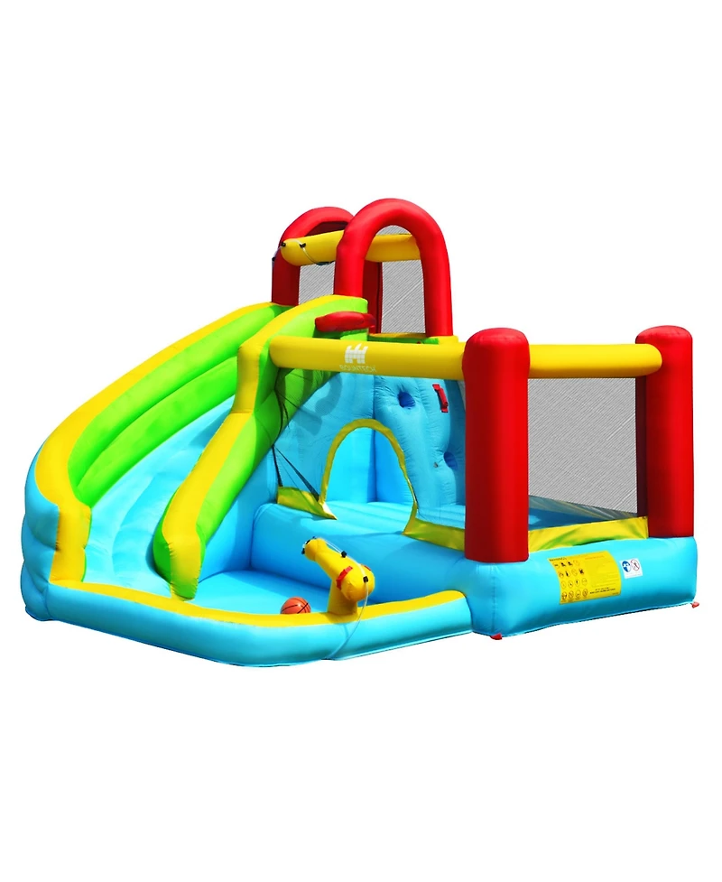 Gymax Inflatable Kids Water Slide Jumper Bounce House Splash Water Pool with 735W Blower