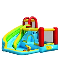 Gymax Inflatable Kids Water Slide Jumper Bounce House Splash Water Pool with 735W Blower