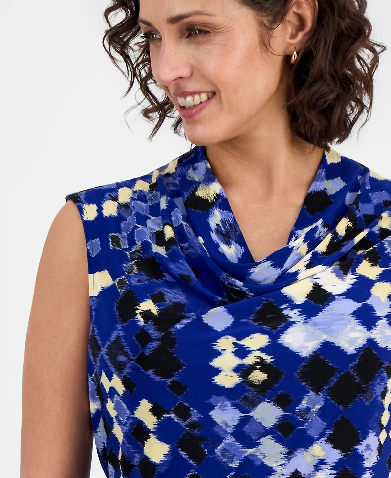 Kasper Women's Diamond Print Cowl Neck Top