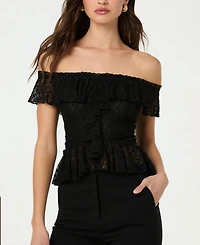 Astr the Label Women's Off-The-Shoulder Lace Ruffle Top