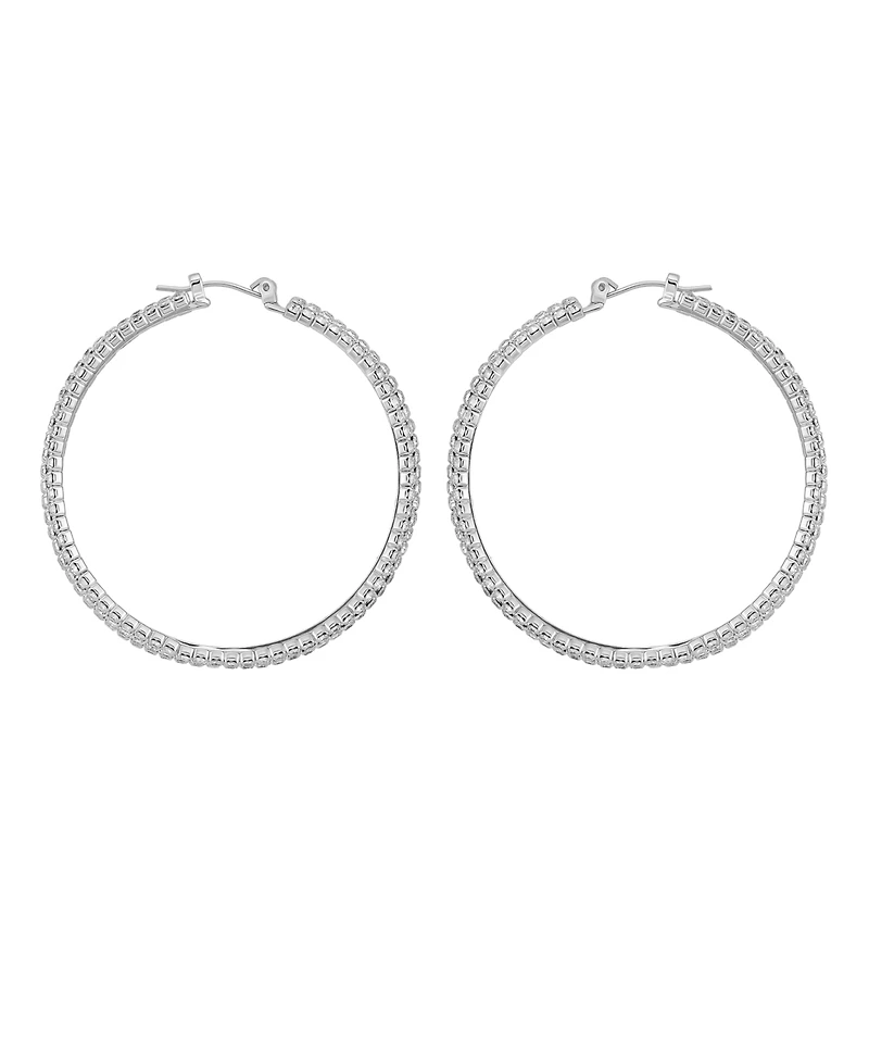 Guess Rhinestone Pave Large Hoop Earrings