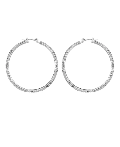 Guess Rhinestone Pave Large Hoop Earrings