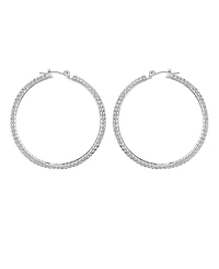 Guess Rhinestone Pave Large Hoop Earrings