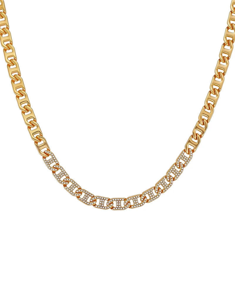 Guess Glass Stone Chain Link Statement Necklace (also Gold-Tone)