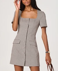Astr the Label Women's Square Neck Button Up Dress