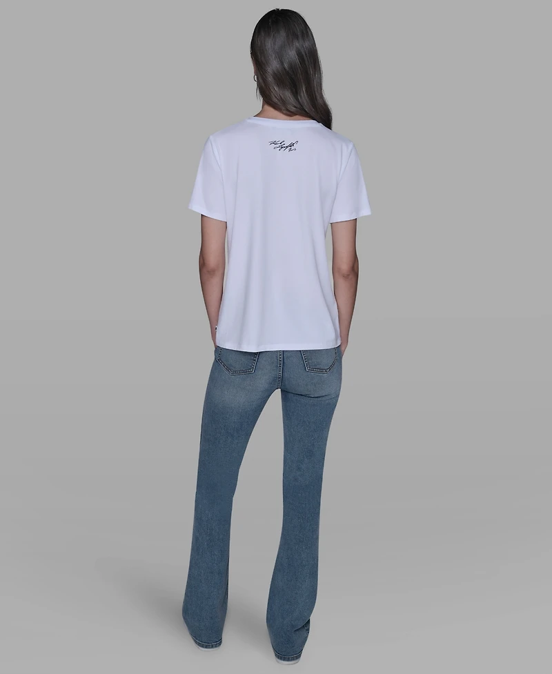 Karl Lagerfeld Paris Women's Zip-Shoulder T-Shirt