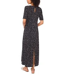 Vince Camuto Women's Polka Dot Crew Neck Maxi Dress