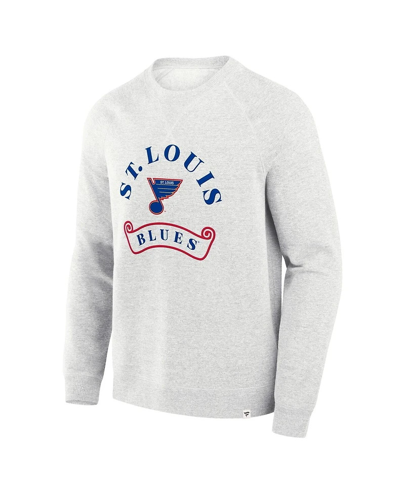 Fanatics Men's Heather Gray St. Louis Blues Banner Fleece Raglan Pullover Sweatshirt