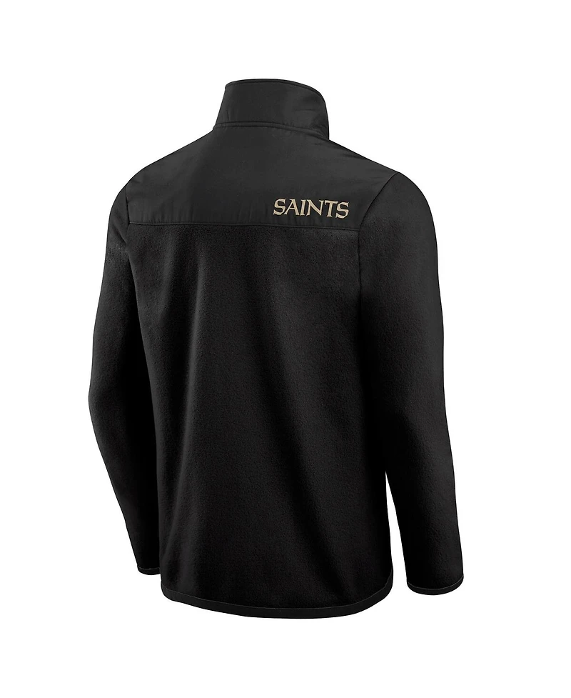 Darius Rucker Collection by Fanatics Men's Black New Orleans Saints Color Block Polar Fleece Full-Zip Jacket