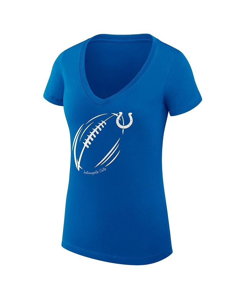 G-iii 4Her by Carl Banks Women's Royal Indianapolis Colts Super-Slim Fit Lightweight Subtle Football V-Neck T-Shirt