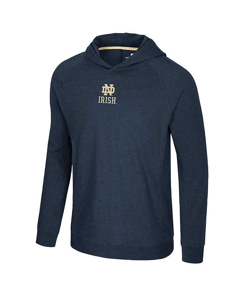Colosseum Men's Navy Notre Dame Fighting Irish Back Business Long Sleeve Raglan Hooded T-Shirt