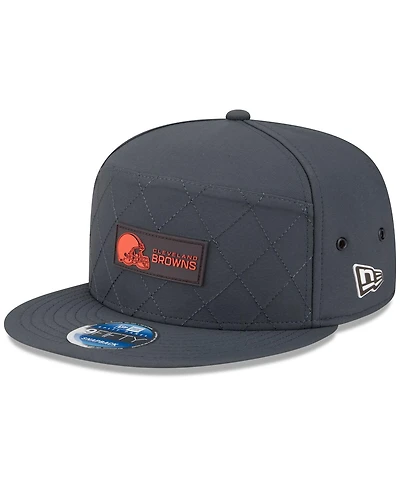 New Era Men's Charcoal Cleveland Browns 2025 Sideline Cold Weather Split Panel 9FIFTY Snapback Hat
