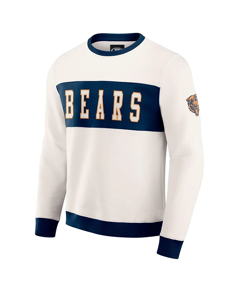 Darius Rucker Collection by Fanatics Men's Cream Chicago Bears Color Block Crewneck Sweatshirt