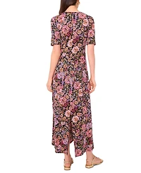 Vince Camuto Women's Floral Print Crew Neck Dress