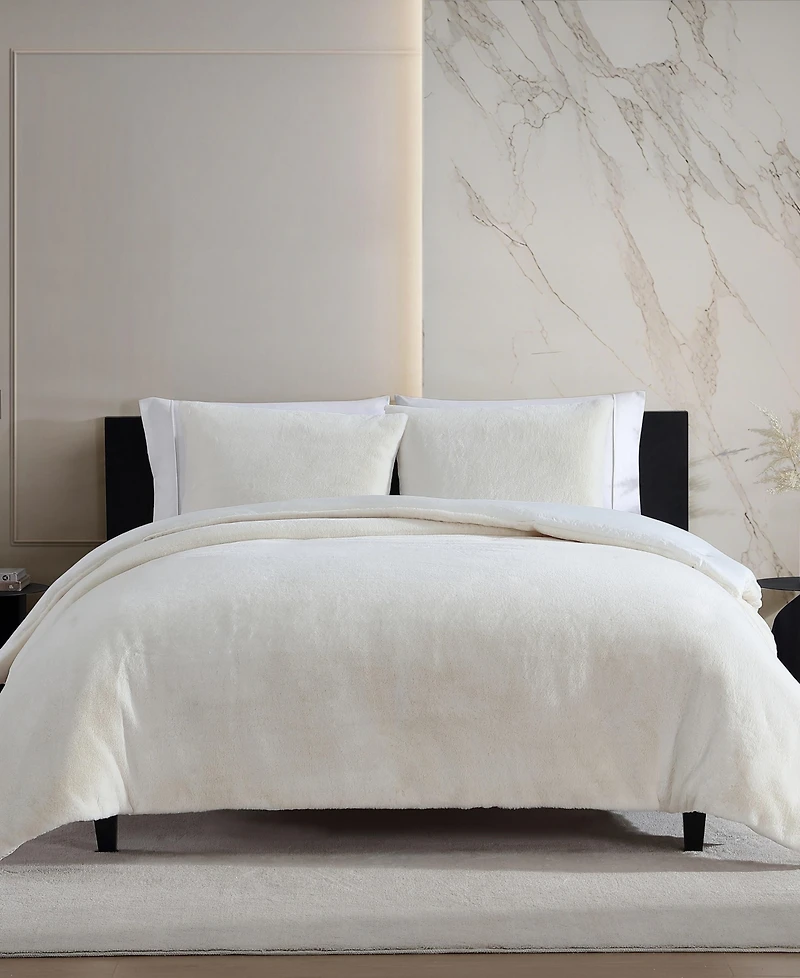 Vera Wang Signature Solid Faux Fur 3-Pc. Comforter Set
