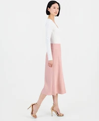 Tahari Asl Women's Satin Pull-On Midi Skirt