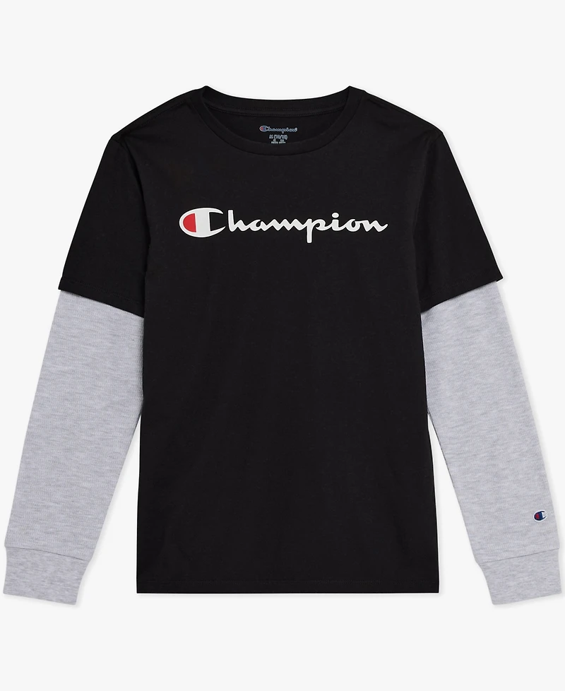 Champion Boys 8-20 Layered-Look Logo Graphic Crewneck T-Shirt