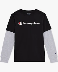 Champion Boys 8-20 Layered-Look Logo Graphic Crewneck T-Shirt