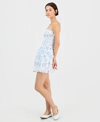 Just Polly Juniors' Tiered-Skirt Sleeveless Mini Dress