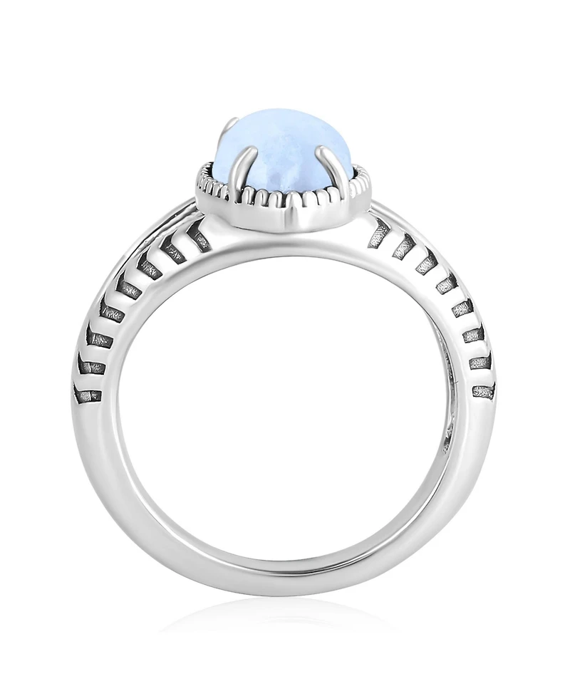 American West Jewelry Sterling Silver Blue Lace Agate Marquise Split Shank Ring, 5
