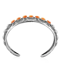 American West Jewelry Sterling Silver Orange Spiny Oyster Textured Cuff Bracelet