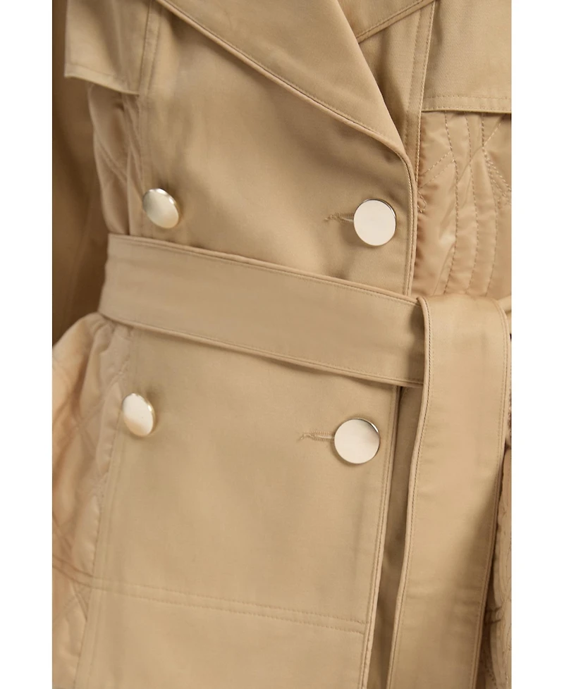 Karen Millen Women's Quilted Padded Peplum Short Trench Coat