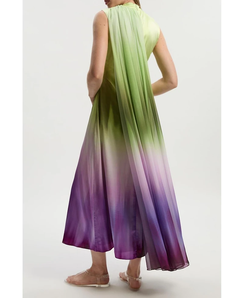 Karen Millen Women's Ombre Satin Cape Midi Dress