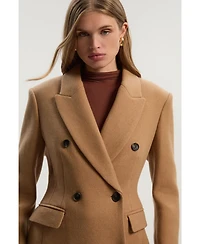 Karen Millen Women's Wool Double Breasted Tailored Maxi Coat
