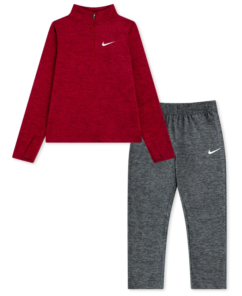 Nike Boys 4-7 2-Piece Quarter-Zip Sunset Fleece T-Shirt and Pants Set