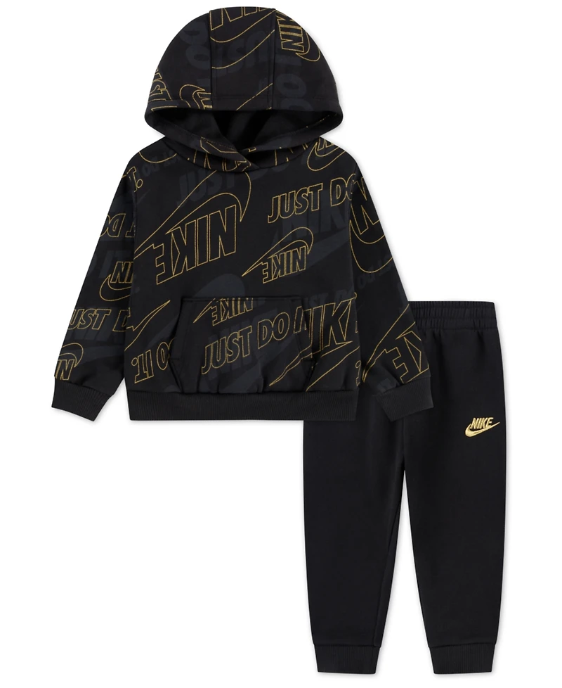 Nike Boys Toddler 2T-4T 2-Piece Sportswear Glow With Me Lightweight Fleece Hoodie and Pants Set