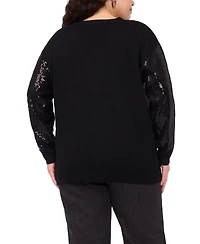 Vince Camuto Plus Sequined V-Neck Cardigan Sweater