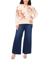 Vince Camuto Plus Electric Bouquet Crewneck Sweater