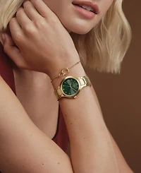 Olivia Burton Women's Gift Set Gold Tone Stainless Steel Bracelet Watch, 34mm
