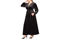 Kiyonna Plus Vivienne Long Sleeve Velvet Evening Gown with Pockets