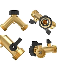 Twinkle Star 2-Pack Garden Hose Splitter Heavy Duty Brass Y Connector
