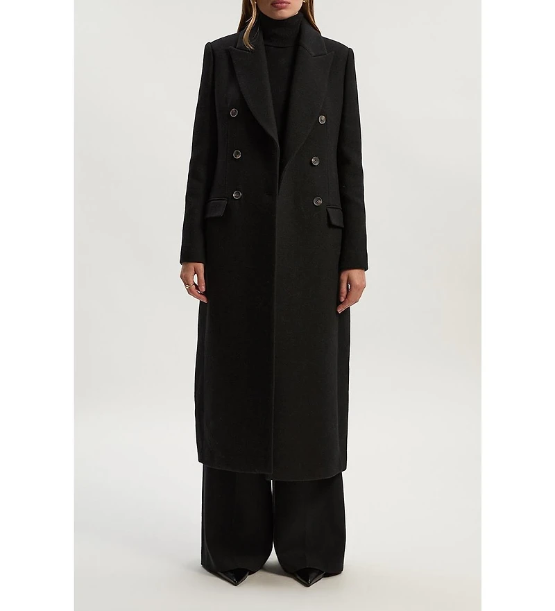 Karen Millen Women's Wool Double Breasted Tailored Midi Coat