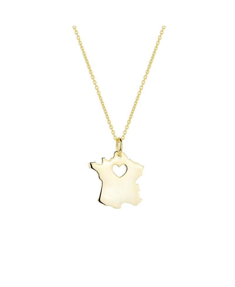Spero London Love France Map Heart Necklace Sterling Silver