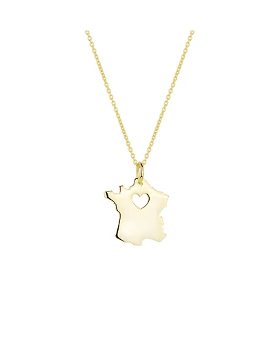 Spero London Love France Map Heart Necklace Sterling Silver